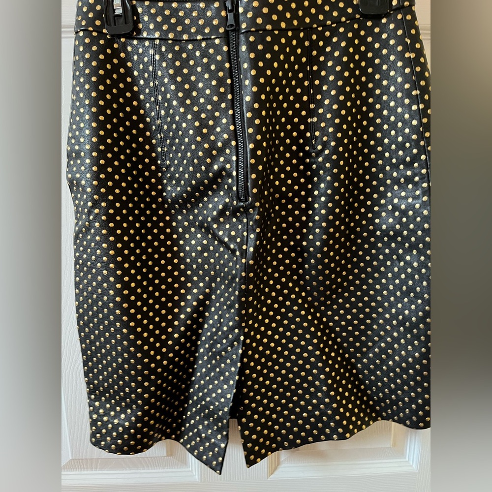 Leather Milly Black and Gold Dot Pencil Skirt - Picture 4 of 5